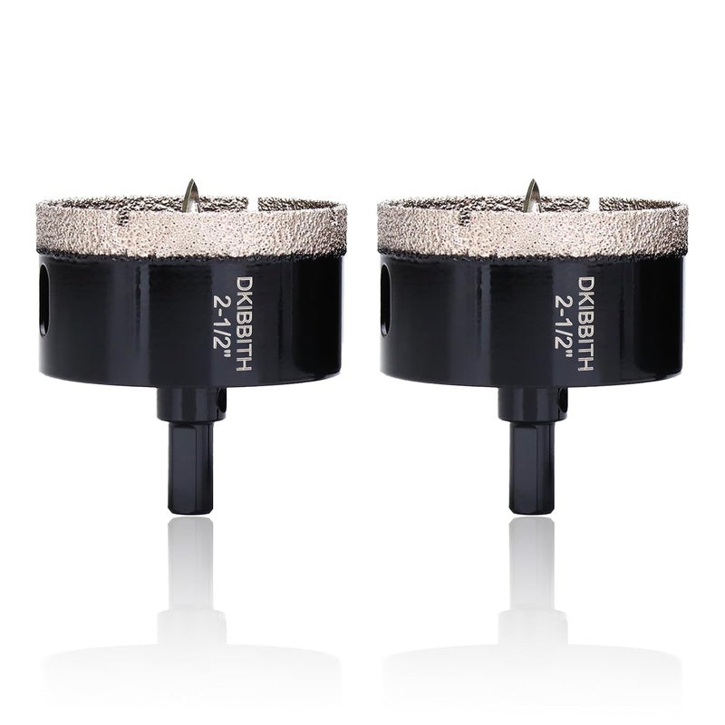 DKIBBITH 2-1/2" Diamond Hole-Saw With Pilot Drill Bit - 2.5" Diamond Tipped Tile Hole Saws for Accurate Drilling in Porcelain, Ceramic, Pottery, Granite, Stone, Glass Bottles 65mm - Image 1
